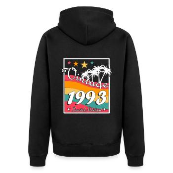 Vintage 1993 - Unisex Premium Organic Zip Hoodie - black - Back - Nico (187cm)