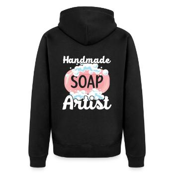 Handmade Soap Artist Soap Soap Cream - Unisex Premium Organic Zip Hoodie - black - Back - Nico (187cm)