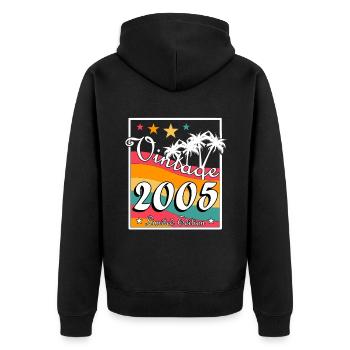 Vintage 2005 Limited Edition - Unisex Premium Bio Zip Hoodie - Schwarz - Hinten - Nico (187cm)