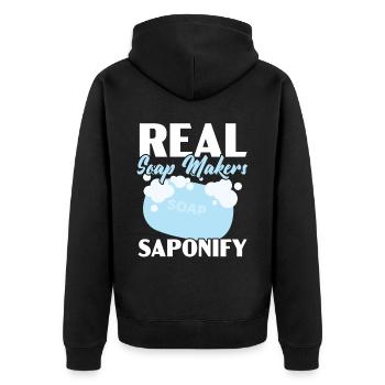 Real soap makers Saponify soaping soap barley - Unisex Premium Organic Zip Hoodie - black - Back - Nico (187cm)
