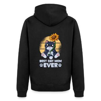 Best Cat Mom Ever - Unisex Premium Organic Zip Hoodie - black - Back - Nico (187cm)