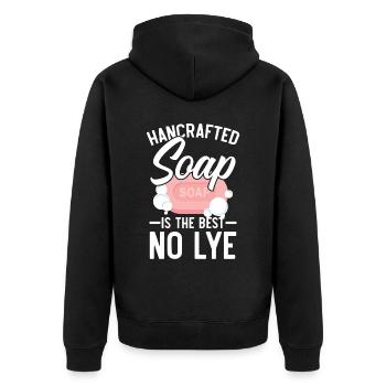 Handmade soap is the best - soap maker - Unisex Premium Organic Zip Hoodie - black - Back - Nico (187cm)