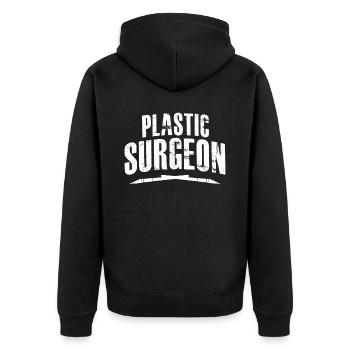 Modellbauer Messer Modellbau - Unisex Premium Bio Zip Hoodie - Schwarz - Hinten - Nico (187cm)