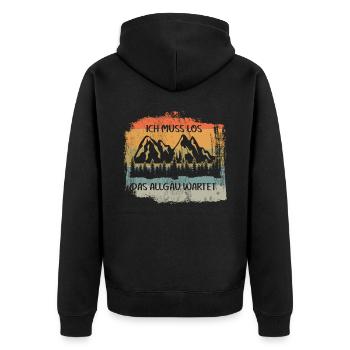 Allgäuer Alpen Allgäu - Unisex Premium Bio Zip Hoodie - Schwarz - Hinten - Nico (187cm)