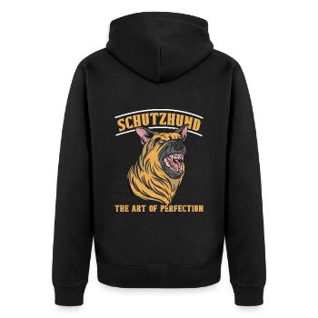German Shepherd Schutzhund The Art Of Loves Canine - Unisex Premium Bio Zip Hoodie - Schwarz - Hinten - Nico (187cm)