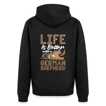 German Shepherd Life Is Better With A Police Dogs - Unisex Premium Organic Zip Hoodie - black - Back - Nico (187cm)