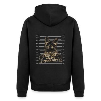 German Shepherd Bad Dog 606090 Police Dogs Canine - Unisex Premium Bio Zip Hoodie - Schwarz - Hinten - Nico (187cm)