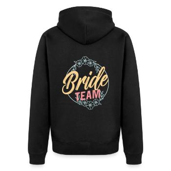 Team Braut Party Hochzeit Bräute Heiraten - Unisex Premium Bio Zip Hoodie - Schwarz - Hinten - Nico (187cm)