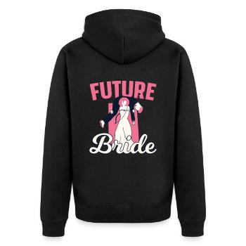 Zukünftige Ehefrau Braut Hochzeit Party Bräute - Unisex Premium Bio Zip Hoodie - Schwarz - Hinten - Nico (187cm)