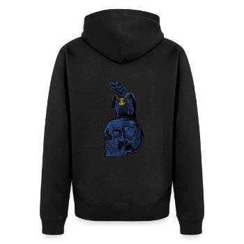 Corbeau gothique avec Mjölnir sur le crâne - Gothique - Veste à capuche bio Premium Unisexe - noir - Dos - Nico (187cm)