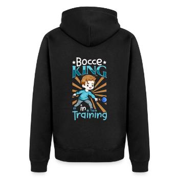 Roi de la pétanque à l’entraînement - Boccia - Veste à capuche bio Premium Unisexe - noir - Dos - Nico (187cm)