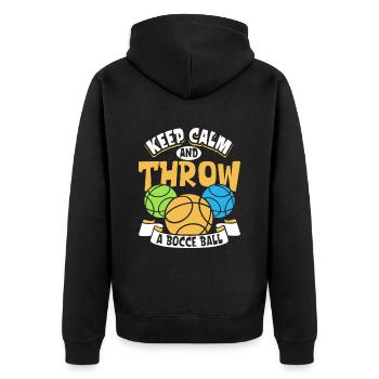 Keep Calm and Throw a Bocce Ball - Boccia - Unisex Premium Organic Zip Hoodie - black - Back - Nico (187cm)