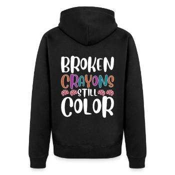 Mental Health Awareness - Unisex Premium Organic Zip Hoodie - black - Back - Nico (187cm)