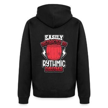 Abgelenkt durch rythmisches Trommeln - Drachenboot - Unisex Premium Bio Zip Hoodie - Schwarz - Hinten - Nico (187cm)