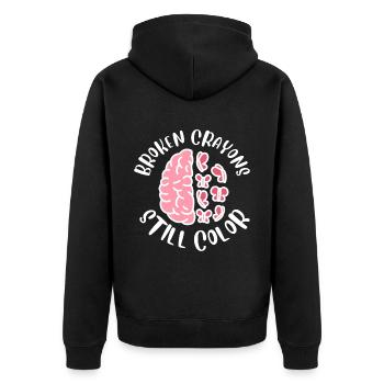 Mental Health Awareness - Unisex Premium Organic Zip Hoodie - black - Back - Nico (187cm)