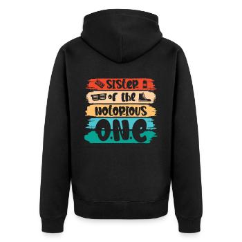 Drôle de sœur hip-hop old-school - Veste à capuche bio Premium Unisexe - noir - Dos - Nico (187cm)