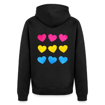 Pansexuelle Stolz Pan Flagge Herzen Subtile LGBTQ - Unisex Premium Bio Zip Hoodie - Schwarz - Hinten - Nico (187cm)