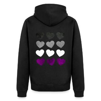 Asexual Pride Ass Flag Hearts Subtil LGBTQ - Veste à capuche bio Premium Unisexe - noir - Dos - Nico (187cm)