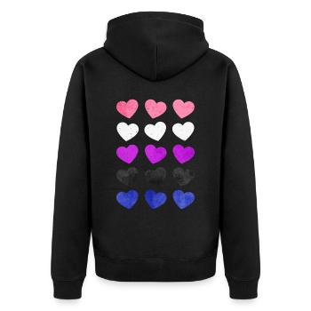 Gender Fluid Pride Flag Hearts Subtle LGBTQ - Unisex Premium Organic Zip Hoodie - black - Back - Nico (187cm)