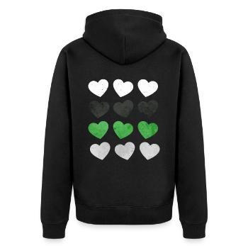 Demiromantische Stolzflagge Herzen Subtil LGBTQ - Unisex Premium Bio Zip Hoodie - Schwarz - Hinten - Nico (187cm)
