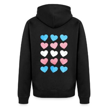 Transgender Pride Trans Flag Hearts Subtle LGBT - Unisex Premium Organic Zip Hoodie - black - Back - Nico (187cm)