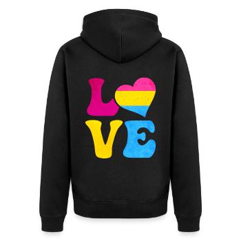 Pansexual Pride Pan Flag LOVE Heart LGBTQ - Unisex Premium Organic Zip Hoodie - black - Back - Nico (187cm)