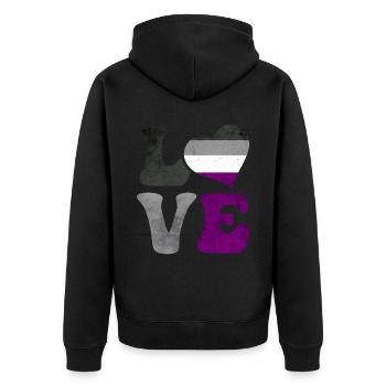 Asexual Pride Ace Flag LOVE Heart LGBTQ - Unisex Premium Organic Zip Hoodie - black - Back - Nico (187cm)
