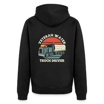 Lkw Fahrer Trucker Lastwagenfahrer - Unisex Premium Bio Zip Hoodie - Schwarz - Hinten - Nico (187cm)