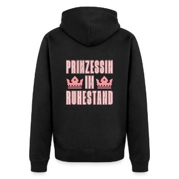 Prinzessin Krone - Unisex Premium Bio Zip Hoodie - Schwarz - Hinten - Nico (187cm)