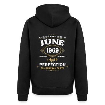 Les légendes sont nées en juin 1956 - Veste à capuche bio Premium Unisexe - noir - Dos - Nico (187cm)