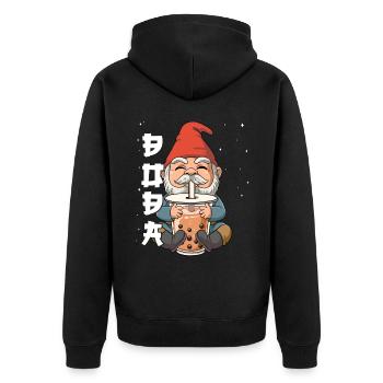 Boba Tea Gnom Bubble Tea - Unisex Premium Bio Zip Hoodie - Schwarz - Hinten - Nico (187cm)