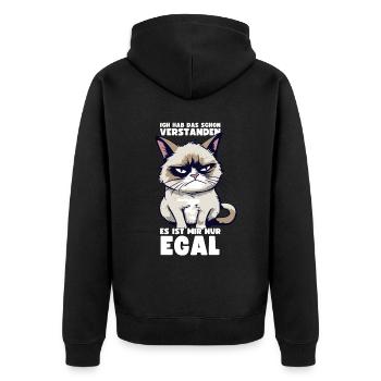 Lustige Grump Cat - Ich Hab Das Schon Verstanden - Unisex Premium Bio Zip Hoodie - Schwarz - Hinten - Nico (187cm)