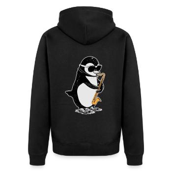 Bassklarinette Pinguin Big Band Kinder Orchester - Unisex Premium Bio Zip Hoodie - Schwarz - Hinten - Nico (187cm)