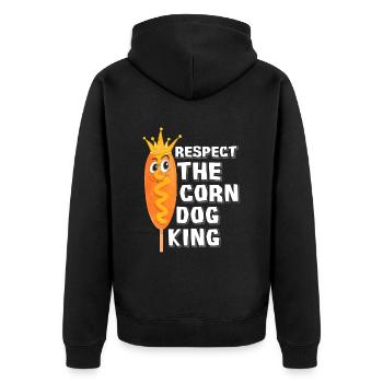 Corn Dog König - Unisex Premium Bio Zip Hoodie - Schwarz - Hinten - Nico (187cm)