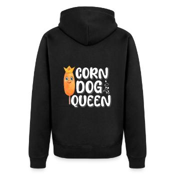 Corn Dog Queen - Unisex Premium Bio Zip Hoodie - Schwarz - Hinten - Nico (187cm)