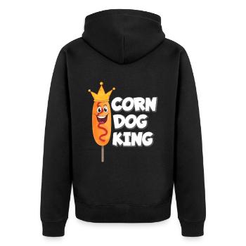Corn Dog King - Unisex Premium Bio Zip Hoodie - Schwarz - Hinten - Nico (187cm)