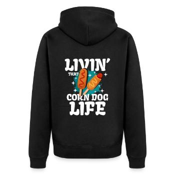 Livin That Corn Dog Life - Veste à capuche bio Premium Unisexe - noir - Dos - Nico (187cm)