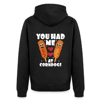 Corn Dog - Unisex Premium Bio Zip Hoodie - Schwarz - Hinten - Nico (187cm)