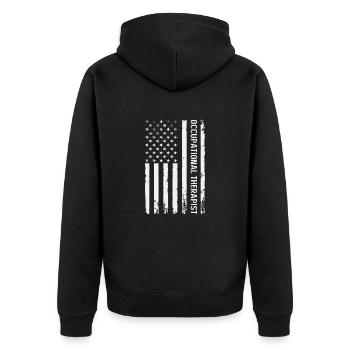Ergotherapie Sprichwort OT Therapeut OT - Unisex Premium Bio Zip Hoodie - Schwarz - Hinten - Nico (187cm)