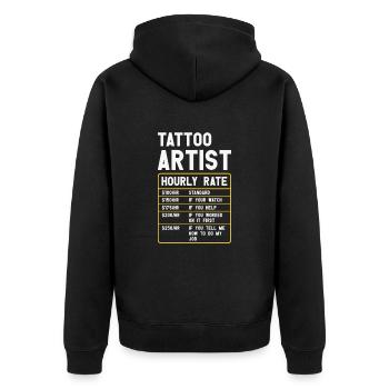 Tattoo Artist Funny Tattoo Tattooist Tattoo Lover - Unisex Premium Organic Zip Hoodie - black - Back - Nico (187cm)
