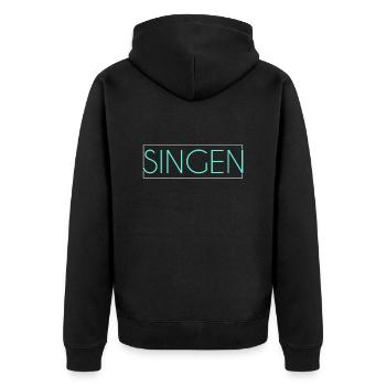 Singen Schriftzug - Unisex Premium Bio Zip Hoodie - Schwarz - Hinten - Nico (187cm)
