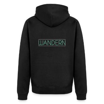 Wandern Schriftzug - Unisex Premium Bio Zip Hoodie - Schwarz - Hinten - Nico (187cm)