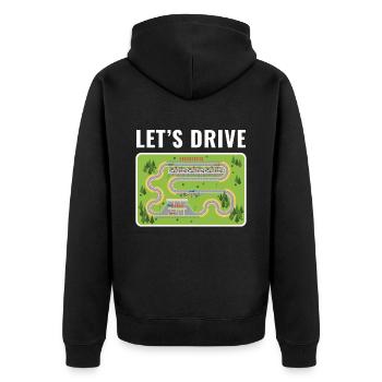 Lets Drive Play Rug Play Mat - Unisex Premium Organic Zip Hoodie - black - Back - Nico (187cm)