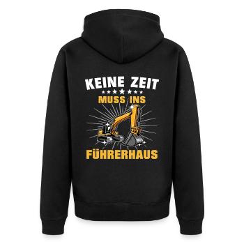 Baggerführer Bagger Baggerfahrer - Unisex Premium Bio Zip Hoodie - Schwarz - Hinten - Nico (187cm)