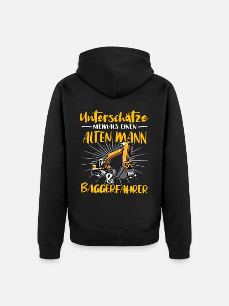 Baggerführer Bagger Baggerfahrer - Unisex Premium Bio Zip Hoodie - Schwarz