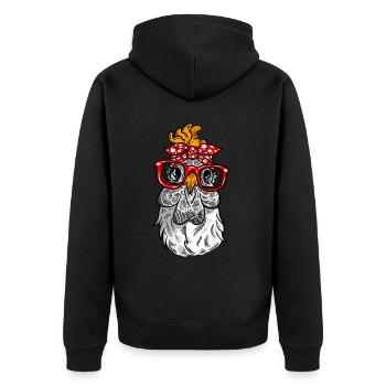 Mutter Huhn retro Henne Design - Unisex Premium Bio Zip Hoodie - Schwarz - Hinten - Nico (187cm)