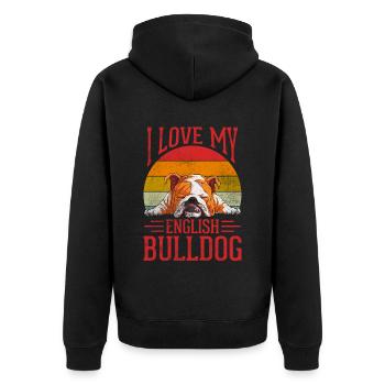 I love my English Bulldog - Unisex Premium Bio Zip Hoodie - Schwarz - Hinten - Nico (187cm)
