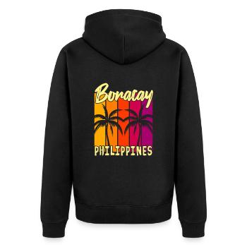 Sonnenuntergang Boracay Philippinen - Unisex Premium Bio Zip Hoodie - Schwarz - Hinten - Nico (187cm)
