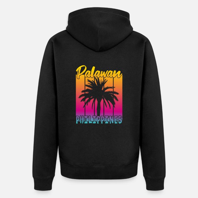 Palawan Philippines Coucher de soleil - Veste à capuche bio Premium Unisexe - noir