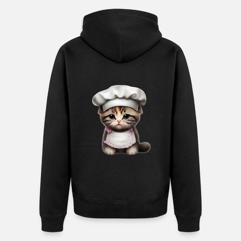 Chef Cat - Unisex Premium Organic Zip Hoodie - black